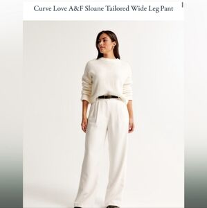 Abercrombie & Fitch Curve Love A&F Sloane Tailored Wide Leg Pant